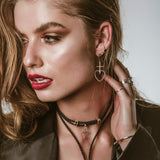 F+H Jewellery 'elle' beaded heart earring - sterling silver + black onyx