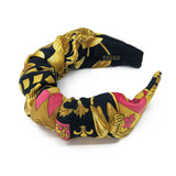 Runched Crown Headband made from Hermés British Heraldry