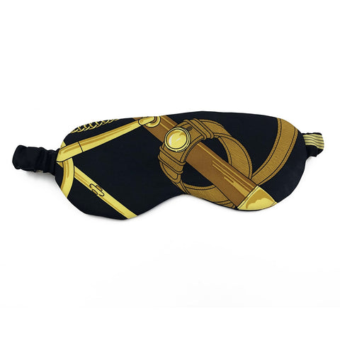 Sleep Mask made from Hermès Scarf Eperon d'or Black