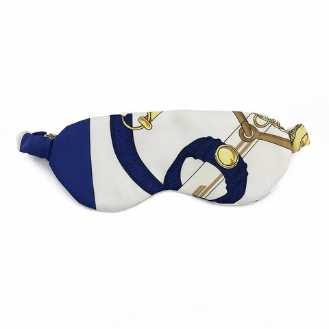 Sleep Mask made from Hermès Scarf Eperon d'or Navy