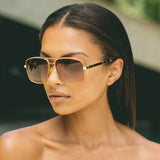 pared eyewear 'uptown & downtown' sunglasses - gold/tan leather/brown