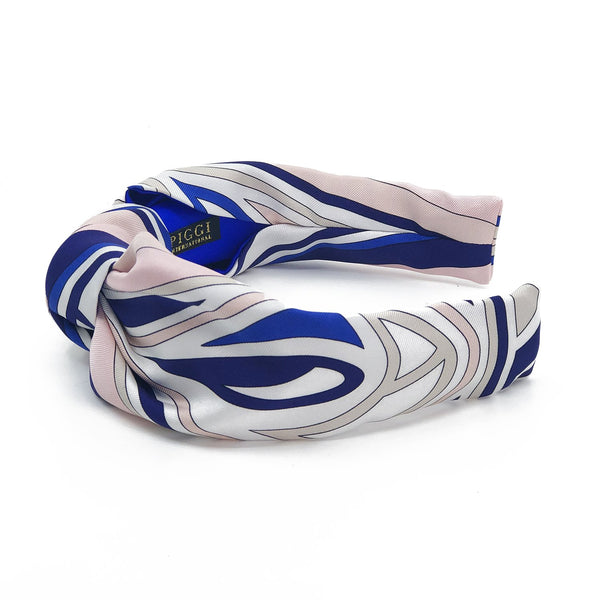 Knot Headband made from Emilio Pucci Scarf #2 Pink & Cobalt