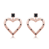 F+H Jewellery 'cindy' large heart earring - 18K rose gold + black onyx