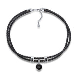 F+H Jewellery 'molly' leather choker - sterling silver + quartz