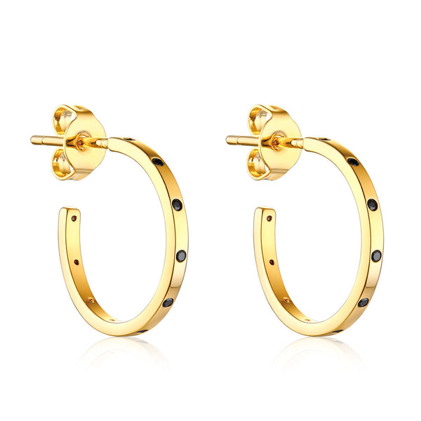 F+H Jewellery 'naomi' midi hoop earring - 22K gold