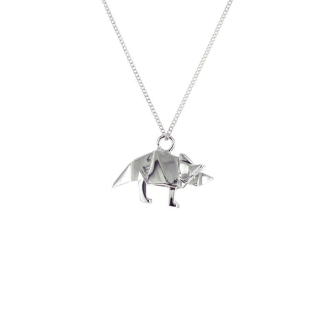 claire naa origami jewellery - 'silver triceratops'